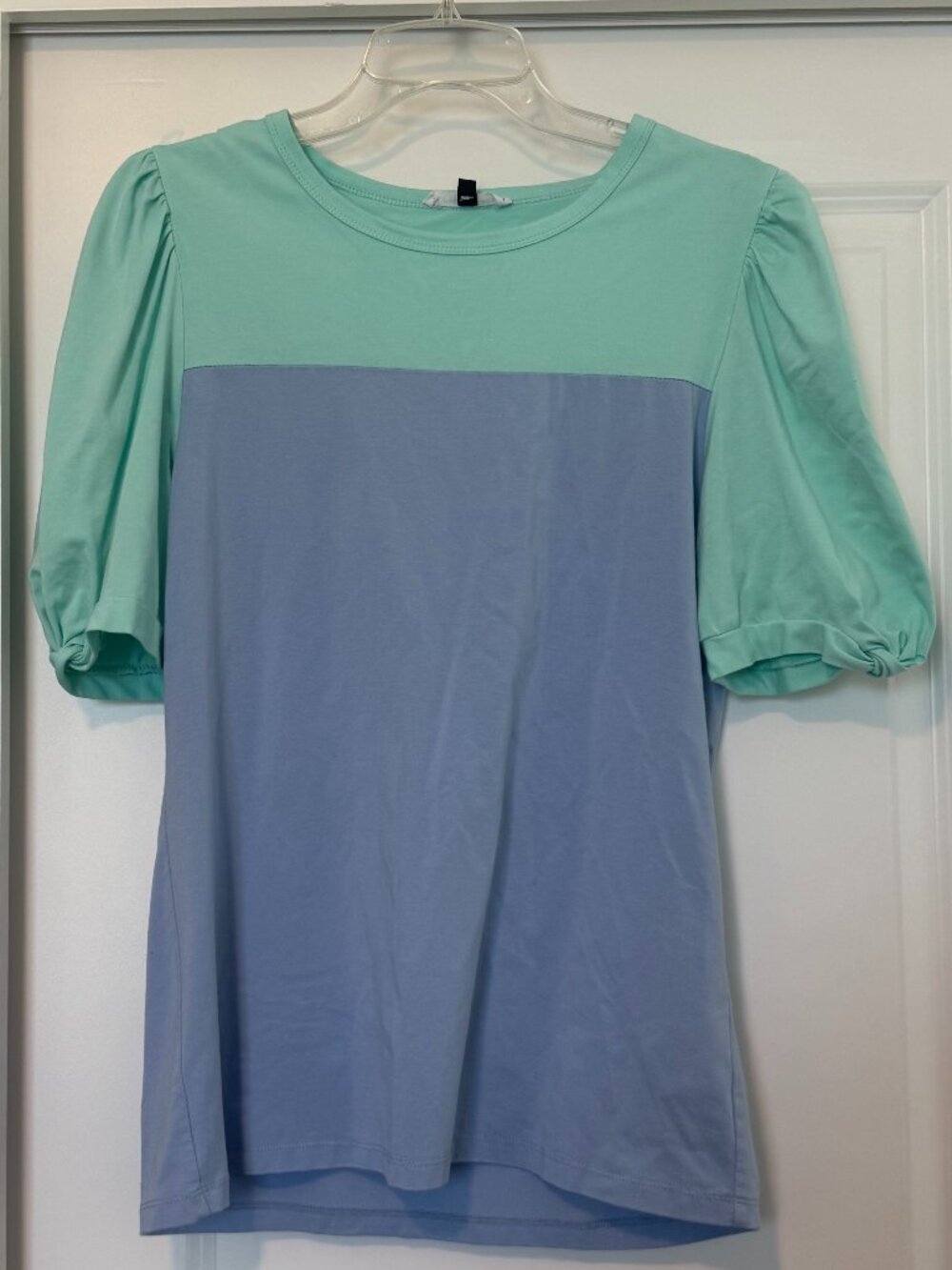 Teal and Blue Colorblock Shirt Michelle McDowell Medium Excellent Condition